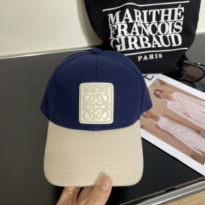 Loewe Anagram Blue Beige Wool Baseball Cap Hat Loewe Anagram Blue Beige Wool Baseball Cap Hat