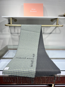 Acne Studios Vasto Wool Houndstooth Fringed Shawl Scarf Gray Acne Studios Vasto Wool Houndstooth Fringed Shawl Scarf Gray