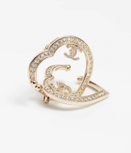 Chanel Crystal CC Heart Earrings