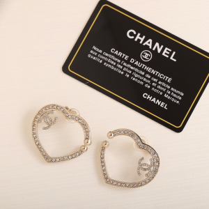Chanel Crystal CC Heart Earrings