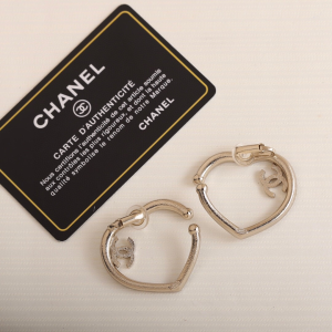 Chanel Crystal CC Heart Earrings