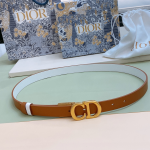 Dior 30 Montaige Brown White Leather Belt