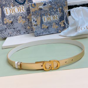 Dior 30 Montaige Gold White Leather Belt