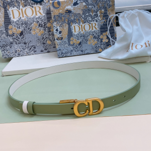Dior 30 Montaige Green White Leather Belt