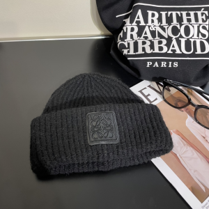 Loewe Anagram Knit Wool Beanie Black