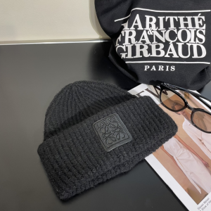 Loewe Anagram Knit Wool Beanie Black