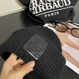 Loewe Anagram Knit Wool Beanie Black