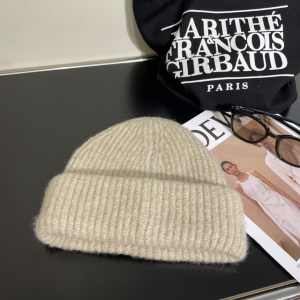 Loewe Anagram Knit Wool Beanie Gray