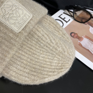 Loewe Anagram Knit Wool Beanie Gray