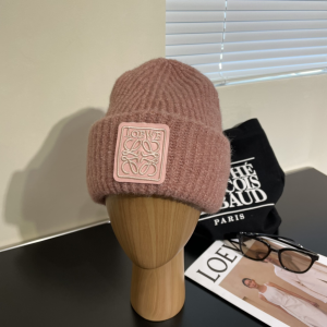 Loewe Anagram Knit Wool Beanie Pink
