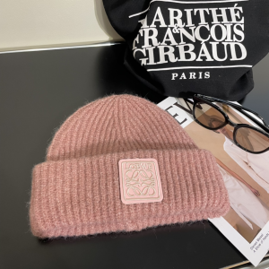 Loewe Anagram Knit Wool Beanie Pink