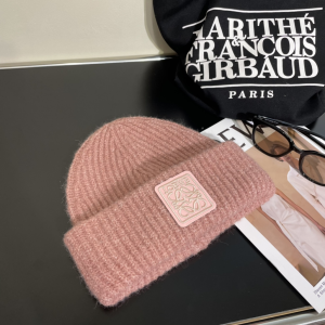 Loewe Anagram Knit Wool Beanie Pink