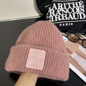 Loewe Anagram Knit Wool Beanie Pink