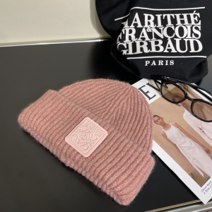 Loewe Anagram Knit Wool Beanie Pink