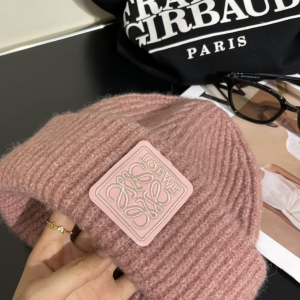 Loewe Anagram Knit Wool Beanie Pink