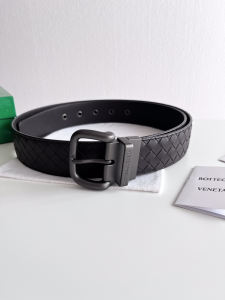 Bottega Veneta Plain Black Intrecciato Leather Belt 40MM Bottega Veneta Plain Black Intrecciato Leather Belt 40MM