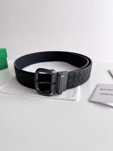 Bottega Veneta Plain Black Woven Leather Belt 40MM Bottega Veneta Plain Black Woven Leather Belt 40MM