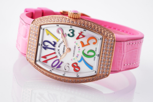 Franck Muller Lady Vanguard Diamonds Watch Alligator Strap Pink 32MM Franck Muller Lady Vanguard Diamonds Watch Alligator Strap Pink 32MM
