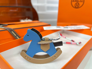 Hermes Blue Leather Rocking Horse Bag Charms
