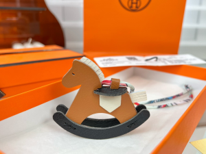 Hermes Brown Leather Rocking Horse Bag Charms