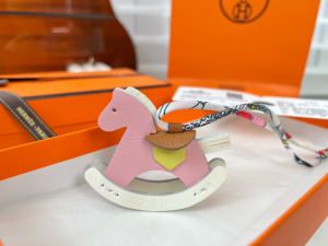 Hermes Pink Leather Rocking Horse Bag Charms