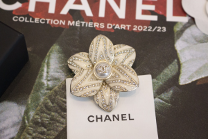 Chanel Crystal CC Flower Brooch