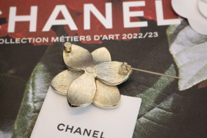 Chanel Crystal CC Flower Brooch
