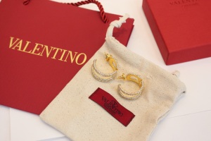 Valentino Crystal Vlogo Earrings