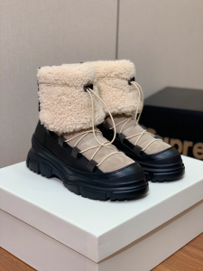 BRUNELLO CUCINELLI Shearling Trimmed Leather and Suede Ankle Boots Black Beige BRUNELLO CUCINELLI Shearling Trimmed Leather and Suede Ankle Boots Black Beige