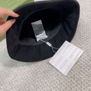 Miu Miu Logo Black Velvet Bucket Hat