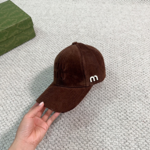 Miu Miu Logo Brown Velvet Baseball Cap Hat