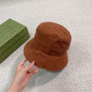Miu Miu Logo Brown Velvet Bucket Hat