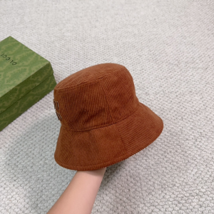 Miu Miu Logo Brown Velvet Bucket Hat