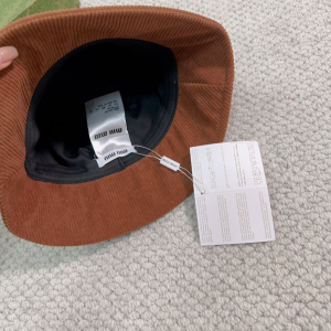 Miu Miu Logo Brown Velvet Bucket Hat