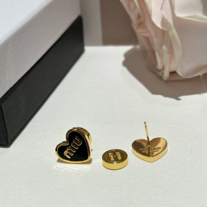 Miu Miu Logo Black Heart Earrings