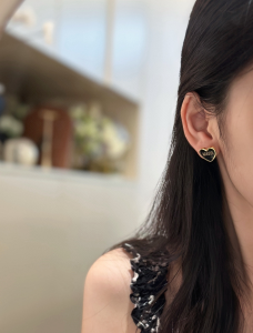 Miu Miu Logo Black Heart Earrings