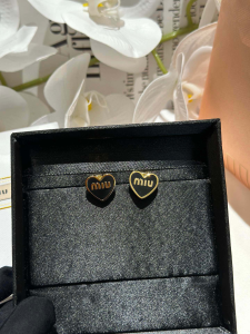 Miu Miu Logo Black Heart Earrings
