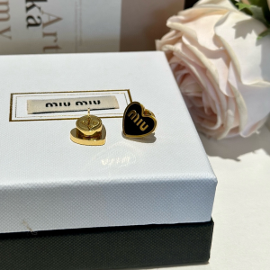 Miu Miu Logo Black Heart Earrings