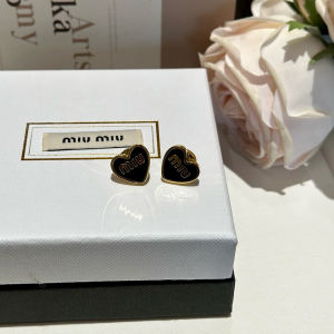 Miu Miu Logo Black Heart Earrings