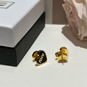 Miu Miu Logo Black Heart Earrings