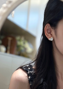 Miu Miu Logo White Heart Earrings