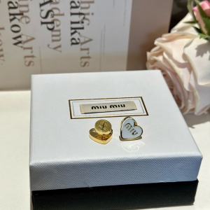 Miu Miu Logo White Heart Earrings