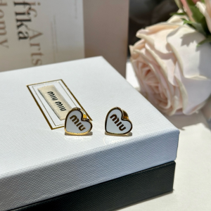 Miu Miu Logo White Heart Earrings