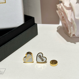 Miu Miu Logo White Heart Earrings