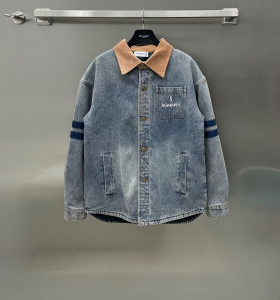 Saint Laurent Boyfriend Denim Blue Jacket with Shearling Saint Laurent Boyfriend Denim Blue Jacket with Shearling