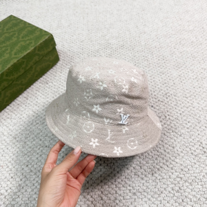 Louis Vuitton Monogram Grey Wool Bucket Cap Hat Louis Vuitton Monogram Grey Wool Bucket Cap Hat
