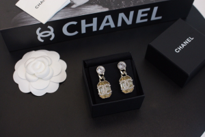 Chanel Crystal CC Pendant Earrings