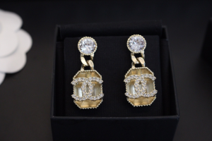 Chanel Crystal CC Pendant Earrings