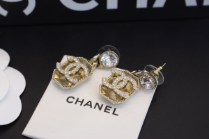 Chanel Crystal CC Pendant Earrings