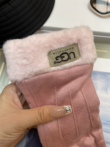 UGG Pink Faux Shearling Fur Gloves